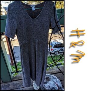 ♡ H&M Gray Tweed Fit and Flare Vintage Midi Dress